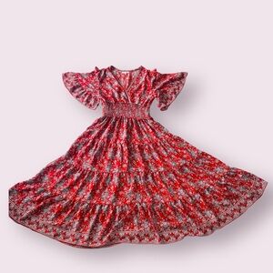 Max Studio Women’s Floral Flowy Ruffle Maxi Dress Size M